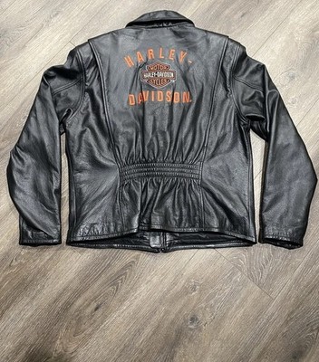 Harley Davidson Women's XL Black Leather Jacket RN 103819 CA 03402