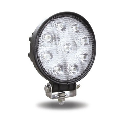 Universal White Round Work Light-Clear Lens-Black Housing (9 Diodes)-900 Lumens