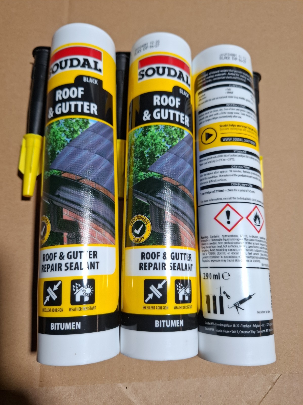 Soudal 290ml Roof & Gutter Sealant - Black - Image 2