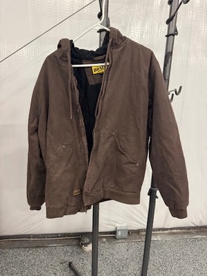 Brazos Work Force Series Brown Duck Canvas Hooded Jacket Men's Large Quilt Lined