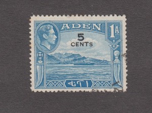 ADEN 1951. 5 c. King George VI. The Harbour - Surcharged. Sc# 36