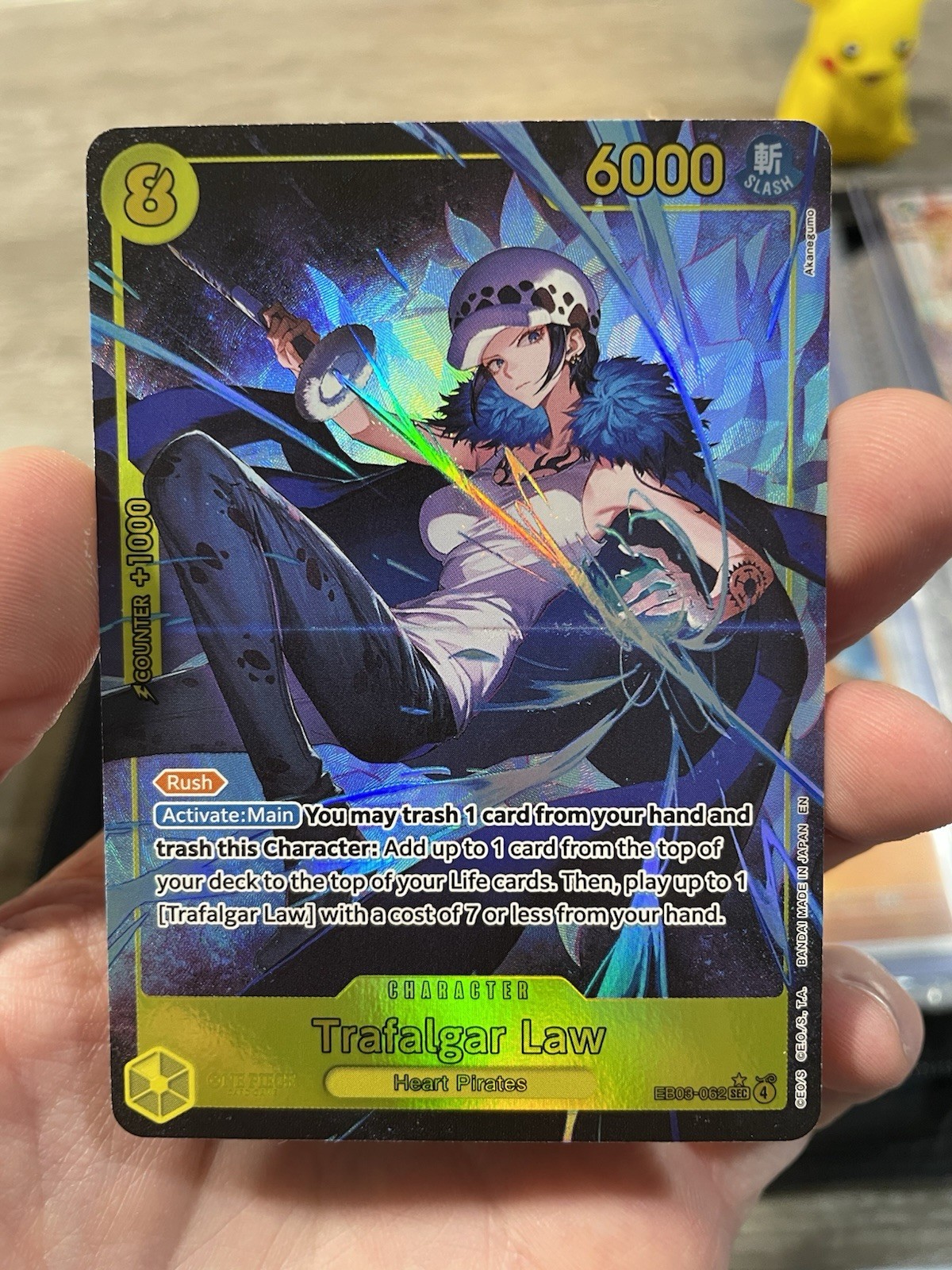 One Piece TCG English Trafalgar Law SEC Alt Art EB03-062 Heroines Edition - NM