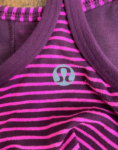 Lululemon Pink/Purple Striped Shelf Bra Thin Strap Racerback Tank XS/S - Picture 3 of 3