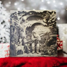 chrismas wall art, laser engraved wood, santa, decor, plaque, sign, gift, 12x12