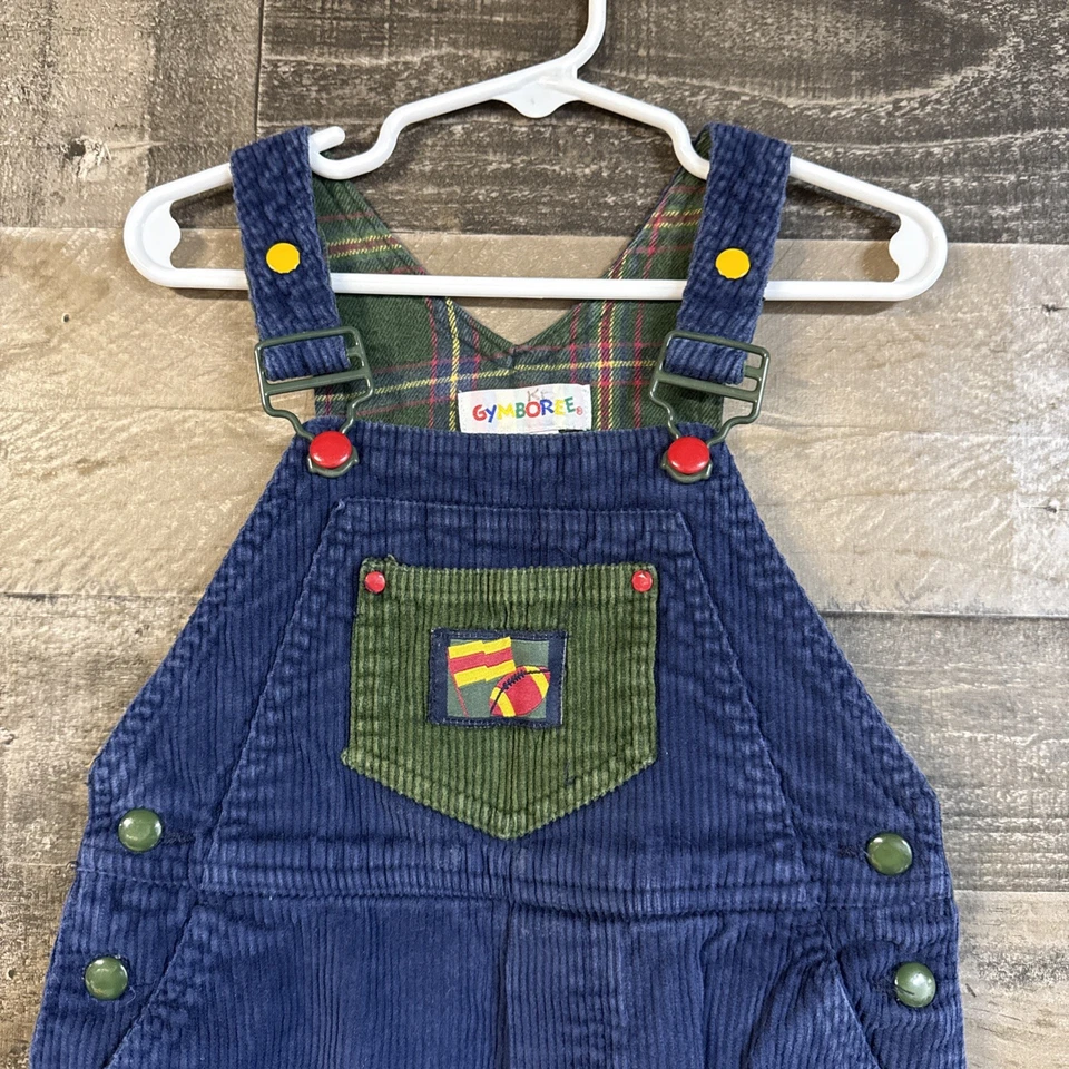 Vintage Rainbow Tag Gymboree Baby Boys Clothes SZ XS 12-18M Corduroy Overalls - Imagem 2 de 4