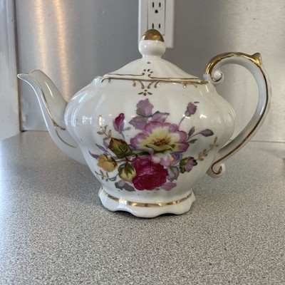 Vintage TILSO Japan Floral & Gold  Tea For Two  Music Box Porcelain Teapot Works