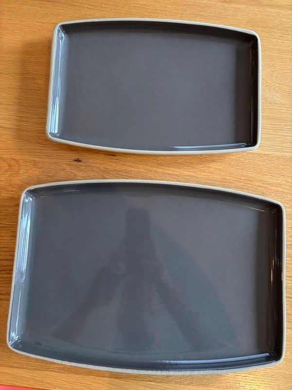 Set of 2 Pampered Chef Glazed Stoneware Serving Platters - Retired - EUC