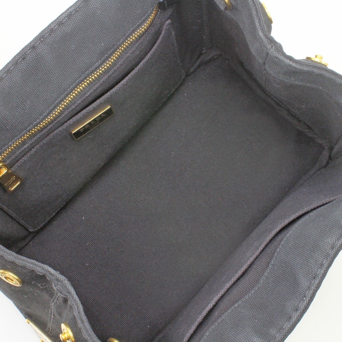 PRADA Canapa Handbag with Strap 1BG439 Black Slightly Worn and Stained from japa thumbnail 10