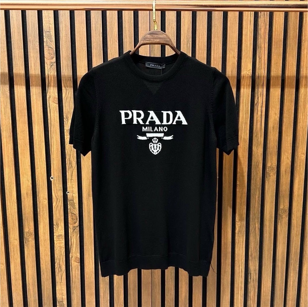 PRADA Milano Men’s M Black Logo Crew Neck Short Sleeve T-Shirt
