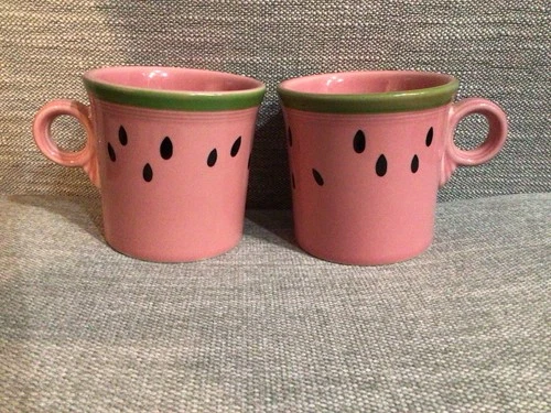Vintage Pair Fiestaware, watermelon, coffee mugs, excellent used condition￼