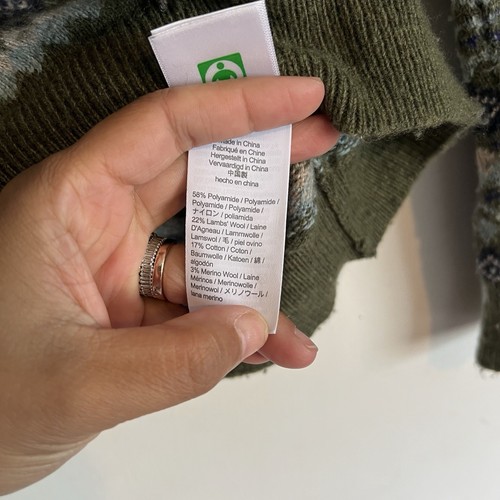 J. Crew crewcuts green fair isle bear graphic crew neck sweater size medium 8-9 - Picture 2 of 6