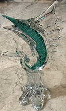 Vintage Murano Art Glass Large Swordfish Sculpture Stunning Clear Aqua