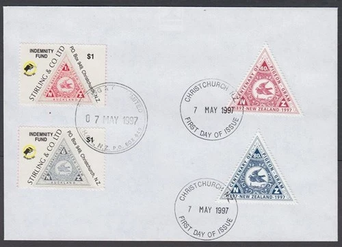 NEW ZEALAND 1997 CENT OF PIGEONGRAM STAMPS & CINDERELLA PAIR FDC (ID:014/D66626)