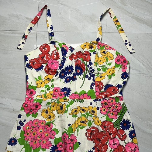 Vintage Classique Floral Halter Maxi Dress 15/16 Glam 70s 80s - Picture 3 of 20