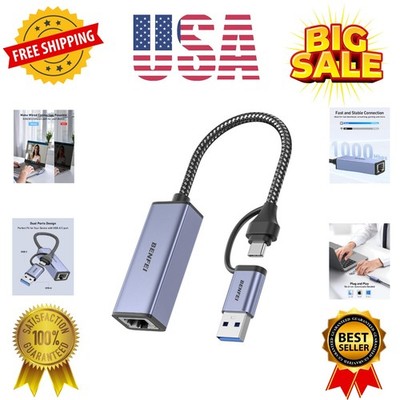 USB 3.0 to Ethernet Adapter, USB C to RJ45 Gigabit LAN 1000Mbps Network Adapt...