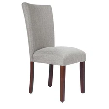Light Gray Parsons Chair with Walnut Wood Legs Easy Assembly Modern Design