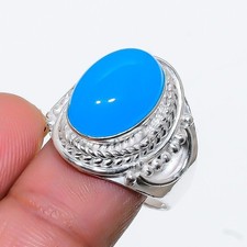 Blue Chalcedony Gemstone 925 Sterling Silver Jewelry All Size Ring For Gift