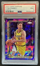 2025-26 Topps Chrome Sapphire T.J. McConnell Purple Refractor #/75 Pacers PSA 9