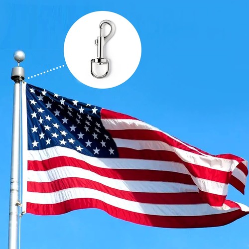 100ft Flag Pole Rope, Flag Pole Halyard Rope Kit with 4 Pcs Zinc Alloy Swivel... - Picture 8 of 8