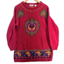 Sostanza Contemporary Apparel Vintage Pink Paisley Abstract Sweater Women Small