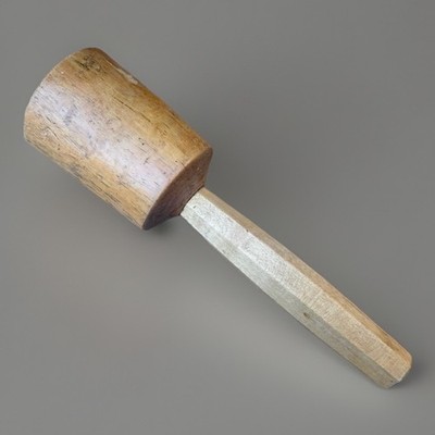 Vintage Handmade Hand Turned Hardwood Wooden Mallet USA Made 13.5oz
