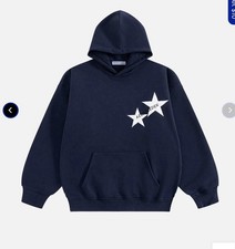 Eden Black/White Women's Hooded Star Graphic Print Pullover Hoodie Size L