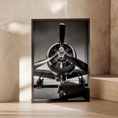 Vintage Flugzeug Propeller Poster, schwarz weiß Flugzeug Druck, Aviation Wall Ar