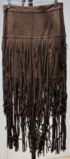Pinto Ranch Women's Size M Chocolate Faux Suede Long Fringe Skirt NWT
