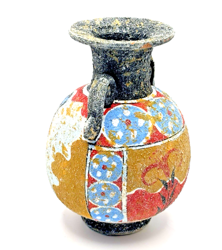Hand-Painted Greek Style Vase w Boxing Figures – 11cm Tall – 193g – Damaged Rim - Picture 6 of 17