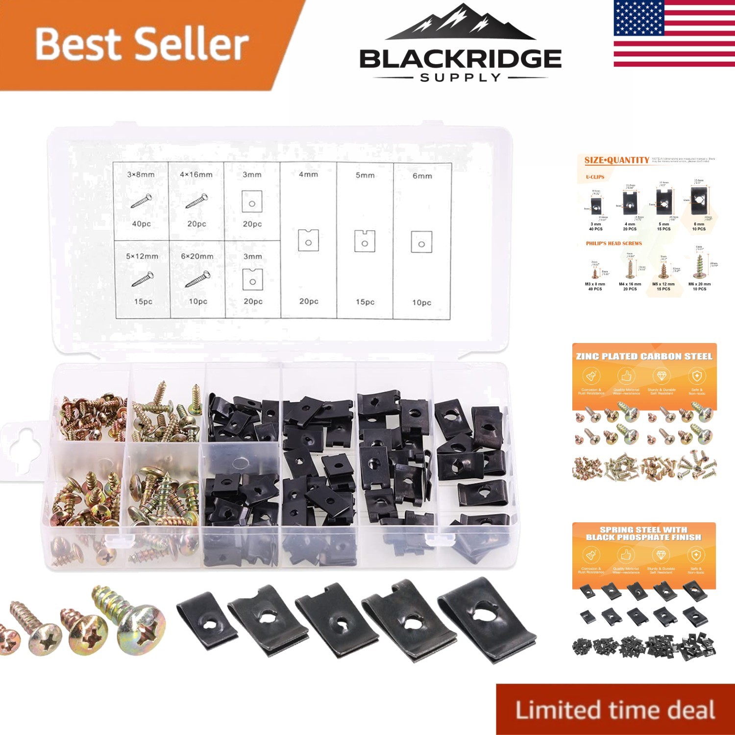 Complete Set: 170 Pcs U-Clip & Screw Kit - Essential for Automotive Repairs