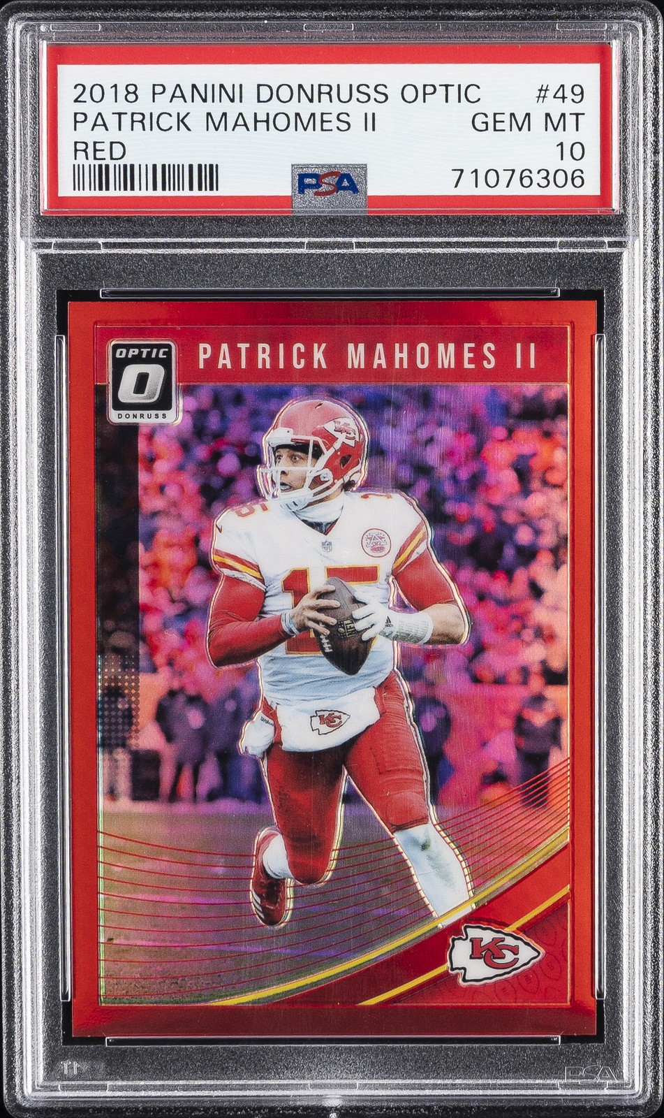 2018 PANINI DONRUSS OPTIC RED #49 PATRICK MAHOMES II 99/99 PSA 10
