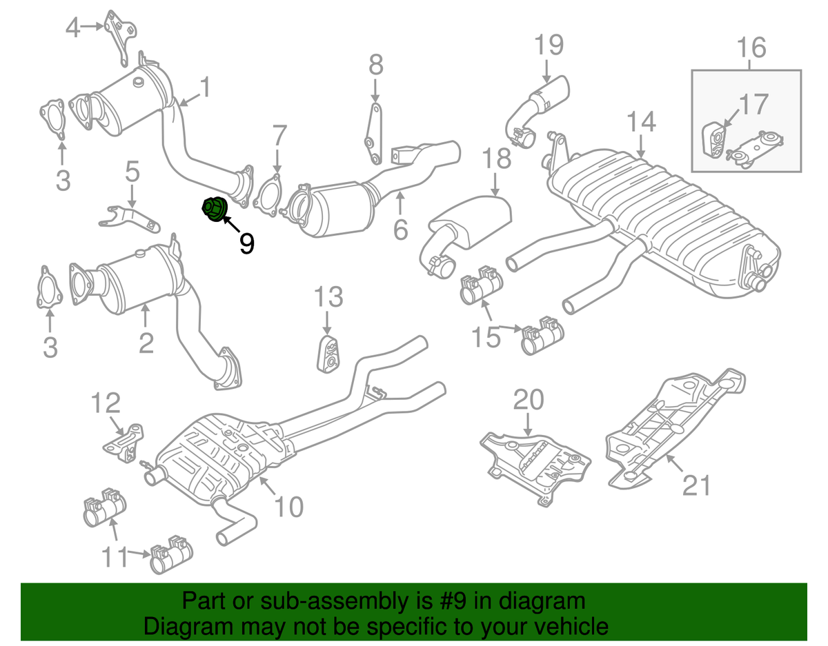 Genuine Volkswagen Front Muffler Lock Nut N-911-308-02 | eBay