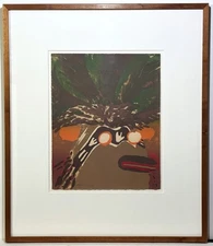 R.C. GORMAN 20th c. Native American SIGNED LITHOGRAPH Mudhead from Mask Series