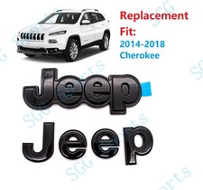 Gloss Black Front Rear Jeep Emblems Badge 2014-2018 Cherokee Gloss Black Front Rear Jeep Emblems Badge 2014-2018 Cherokee