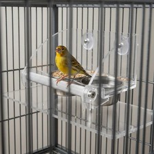 Acrylic Double Bowl Bird Feeder Clear View Hanging Bird Food and Water Cups