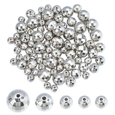 100Pcs Silver Disco Ball Beads Reflective Mirrorball Charms for Bracelet Neck...