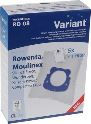 Sacs aspirateur RO08 5pcs+filtre microfibre pour Rowenta et Moulinex - VARIANT - Photo 1/3