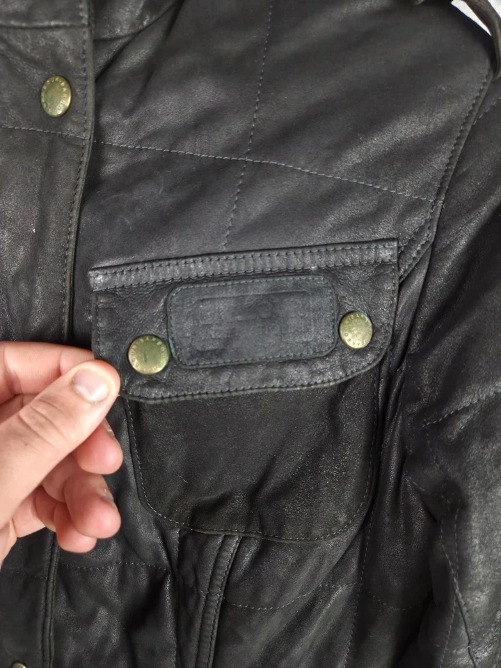 Barbour International Women's Leather Jacket Long Sleeve Motorcycle Size US 6 - Image 3 of 4