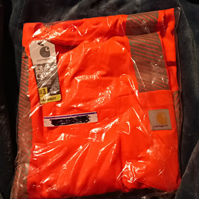 Carhartt Full Swing Hi-Vis Orange Canvas Work Jacket Zip Front Men s L 44''