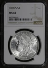 1878-S (MS62) Morgan Silver Dollar $1 NGC - First Year