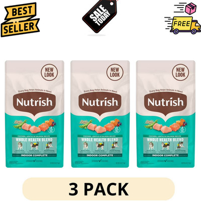 3Pack Nutrish Indoor Complete Chicken Lentils & Salmon Recipe Dry Cat Food 6 lb