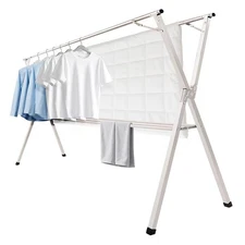 95 inches Foldable Clothes Drying Rack, Heavy Duty Stainless Steel Laundry Dr...