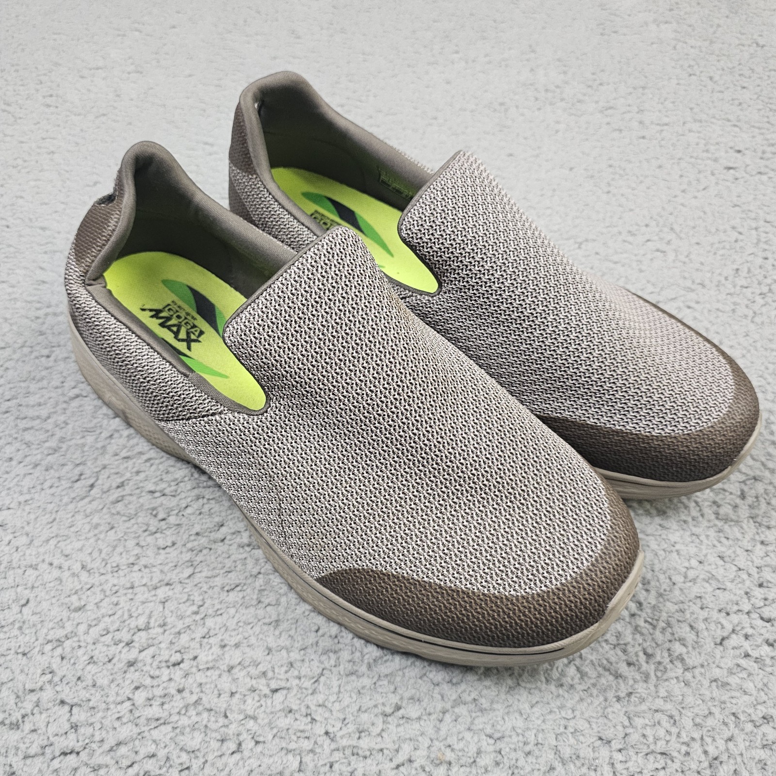 Skechers Go Walk 4 Mens Size 12 Khaki Goga Max Slip On Comfort Shoes