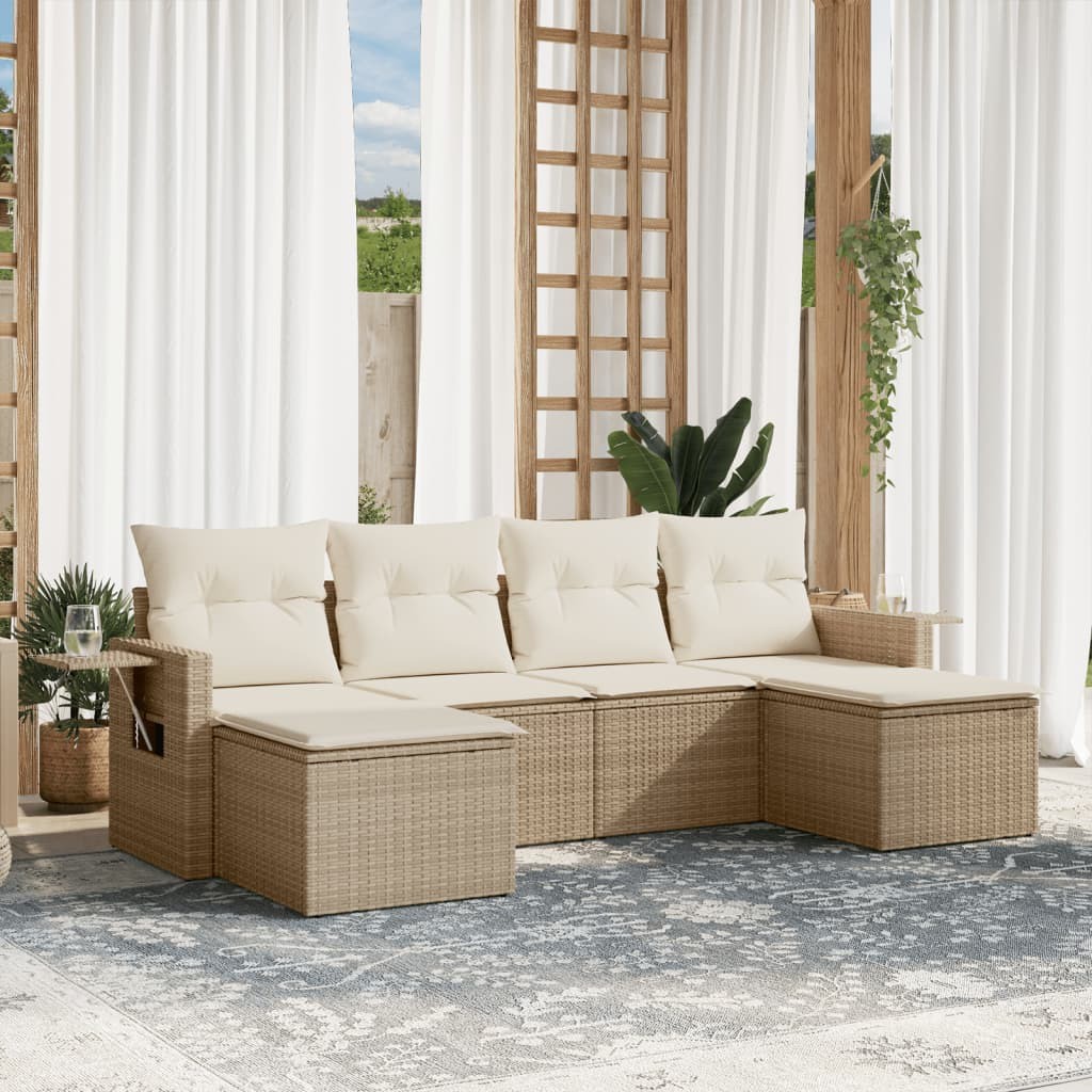 Garden Sofa Set Beige Poly Rattan Large Modular Garden Sofa Set