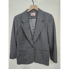 Vintage Pendleton Gray Virgin Wool Blazer Petite 8 Made in USA P433-182