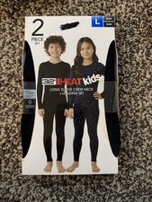 32 Degrees Heat Kids Black Crew Shirt and Leggings Baselayer Set. Large