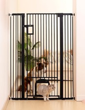 No Pawblems 55" Extra Tall Pet Gate with Cat Door, 29"-43" Dog Gate Indoor