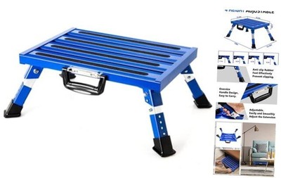  RV Step Stool, Aluminum Folding Platform Step with Non-Slip Rubber Feet, More 