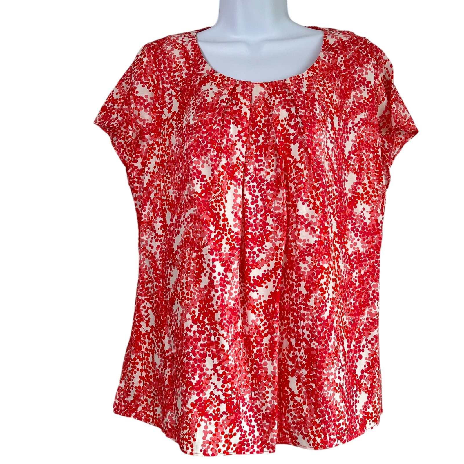 Boden Womens Ravello Silk Blend Top Red Pink Floral Size 8 Career Preppy Cottage