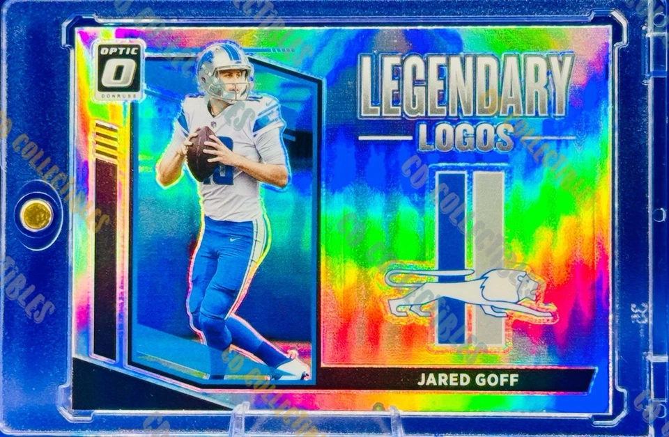 Jared Goff HOLO LOGO PRIZM REFRACTOR CARD PANINI DETROIT LIONS MVP MINT - Image 2 of 3